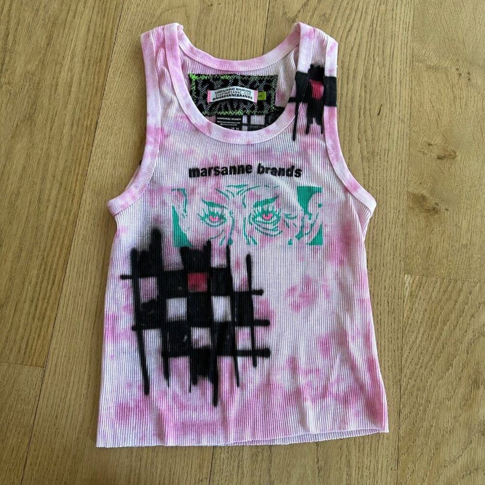 Marsanne Brands Grafiti Tank Top in Pink and Black